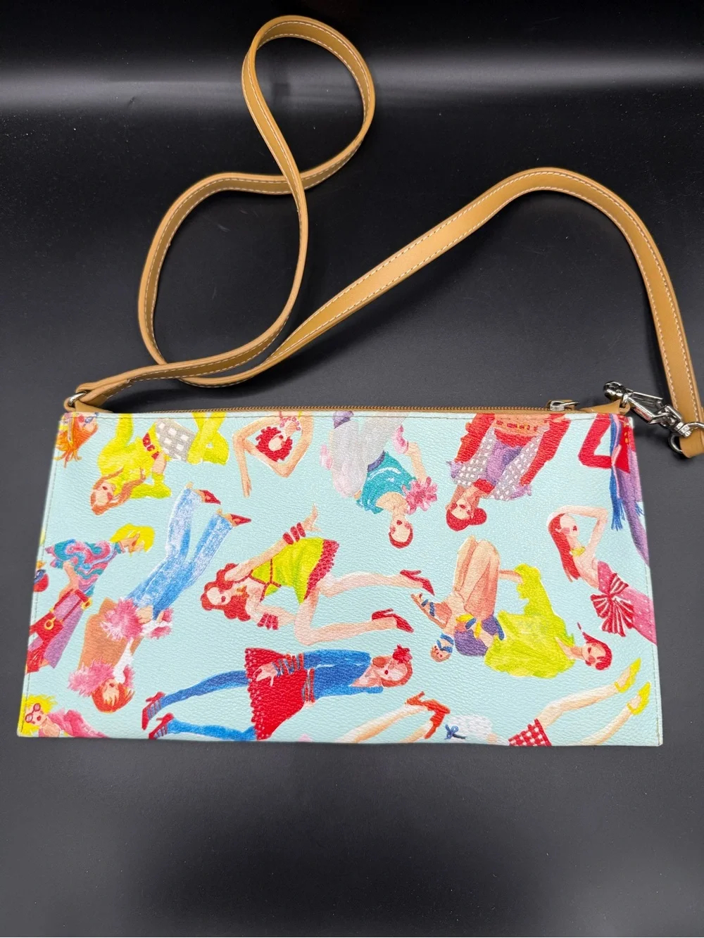 Sydney Love Crossbody Bag Light Blue Fashionistas Retro Mod Print Purse